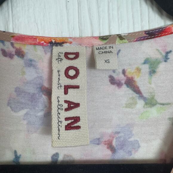 Dolan Anthropologie Tan Floral Mitzi Pleated Ruffle Short Sleeve Blouse Top XS - Picture 8 of 10